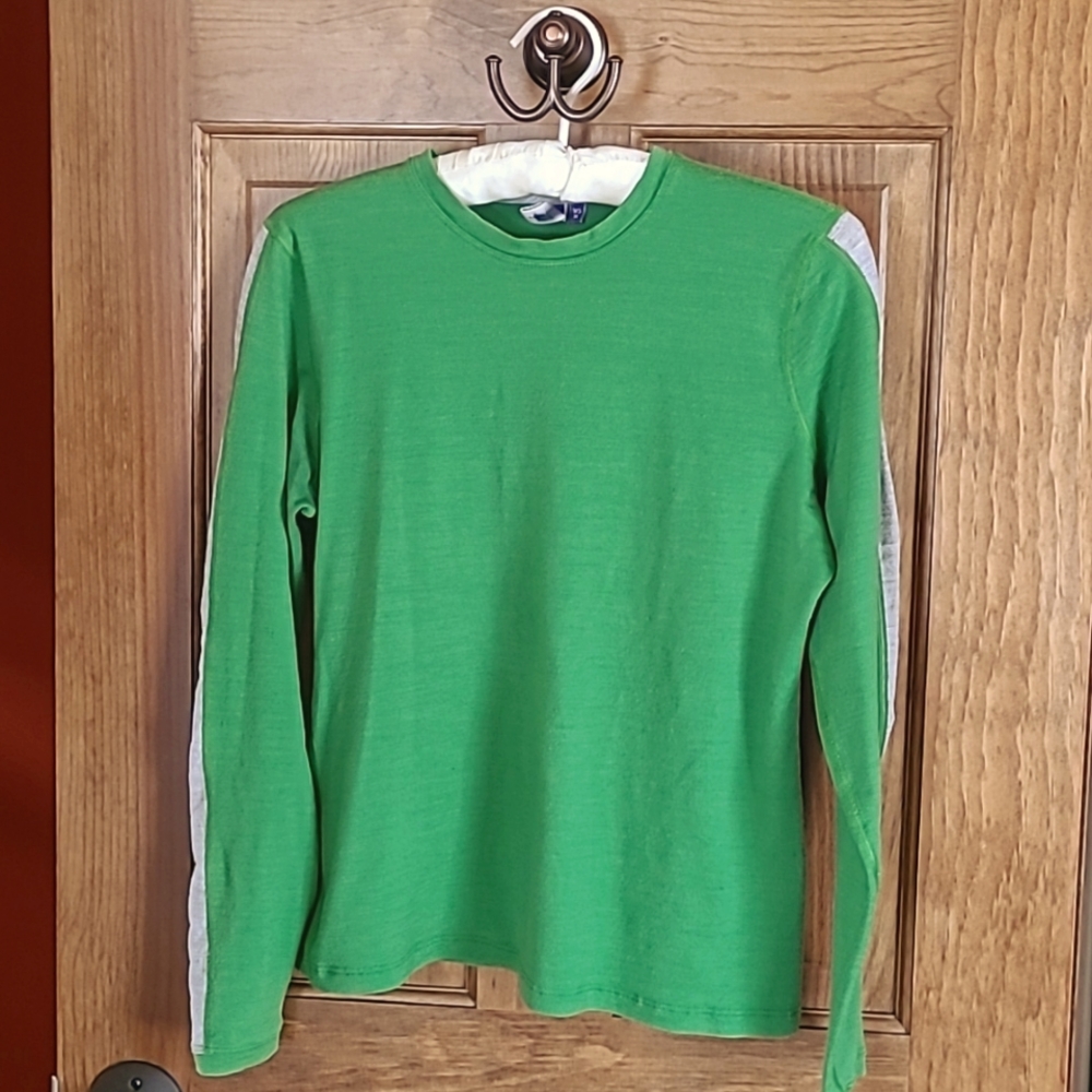 Womens Ibex Base Layer Long Sleeve Contrast Stripe 100% Merino Wool Top